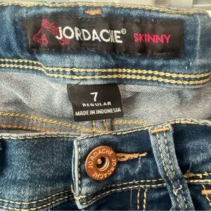 Jordache Skinny denim jeans girls size 7 Blue adjustable waistband